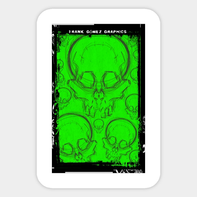 Skulls on green background Sticker by FrankGmz